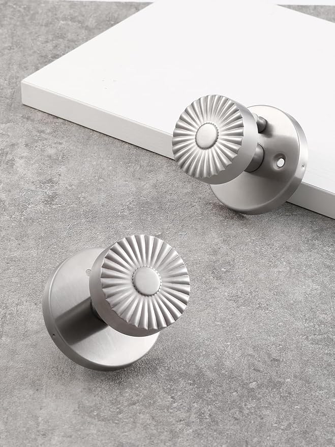 Stainless Steel Privacy Door Knob, Bedroom Bathroom Door Handle Interior Brushed Silver DoorKnob, Stainless Steel Knob, 1 Pack
