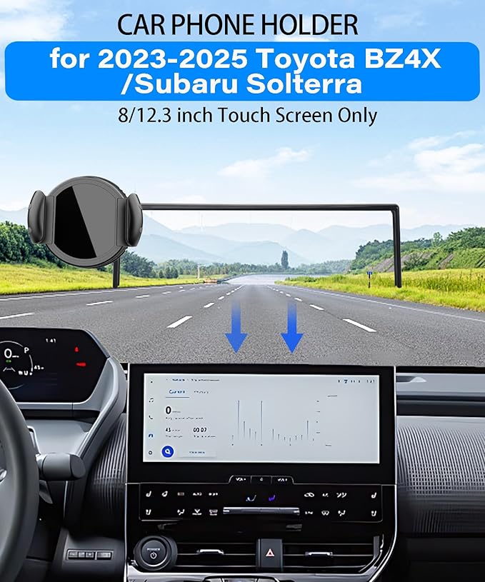 Magnetic Car Phone Mount for 2023-2025 Toyota BZ4X / Subaru Solterra, for MagSafe Strong Magnets Cell Phone Holder 8/12.3-Inch Touchscreen Cradles, with Portable Phone Gripper 360° Rotation