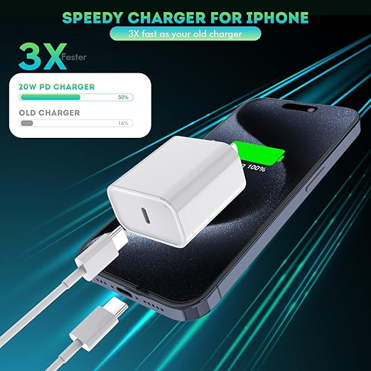 Long USB C Cable for iPhone 16 15 Charger,2Pack 20W USB C Charger Block i Phone 16 Pro Fast Charging 6FT C to C Cord Cable for iPhone 16/16 Pro/16 Plus/16 ProMax/15/15 Plus/15 ProMax/15 Pro/iPadPro