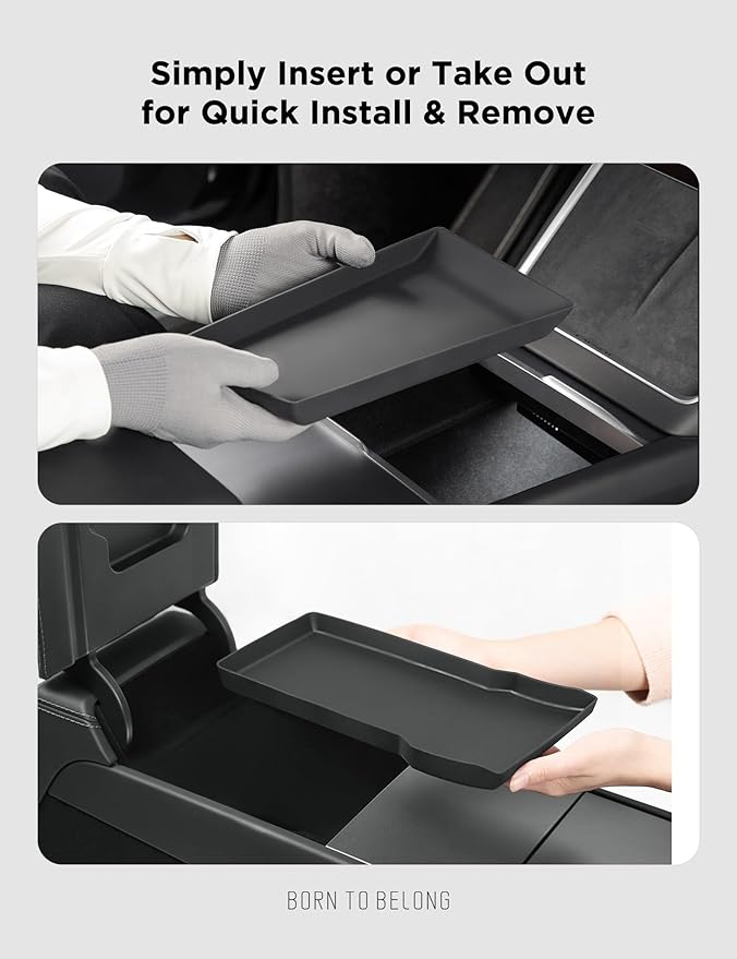TPARTS Center Console Armrest Bottom Pad for Tesla Model Y Juniper 2026 2025, Full Coverage Silicone Storage Mat Organizer Tray Refresh Interior Accessories (Premium/Performance)