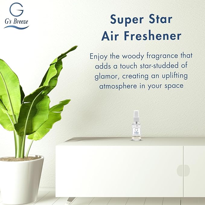 G's Breeze Super Star Air Freshener - Essence of Star-Studded Glamor - Transform Any Space with Vibrant Energy and Invigorating Fragrance – Ideal for Home, Car & Office – Long-Lasting Freshness Aroma