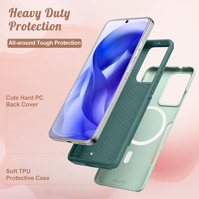 for Moto Edge 2024 Case - Compatible with MagSafe Women Girls Cute Magnetic Protective Phone Cover Girly Kawaii Pretty Butterfly Heavy Duty Shockproof Design for Motorola Moto Edge 2024 Cases