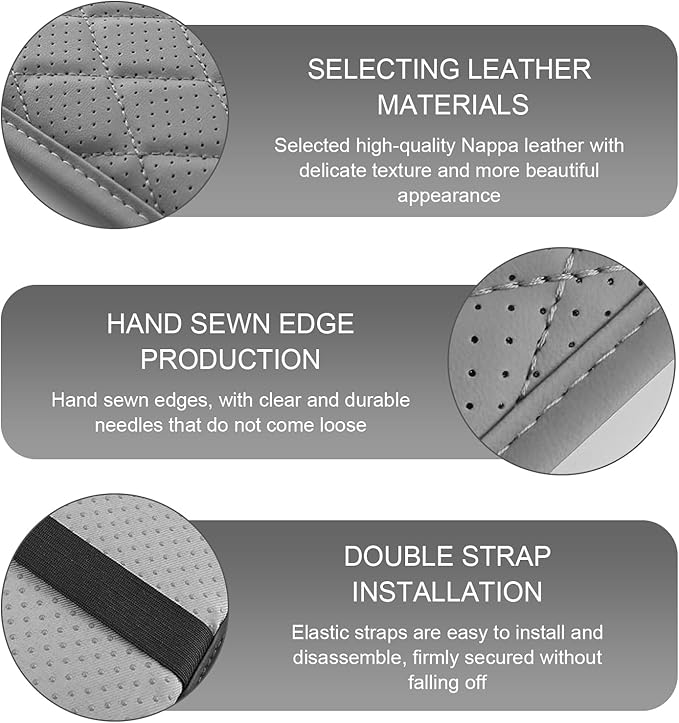 Car Center Console Cover, Leather Automotive Armrest Cushion with 2 Storage Bags, Breathable Armrest Cover, Universal Waterproof Arm Rest Protection Pad for SUV, Sedan, Truck (Gray)