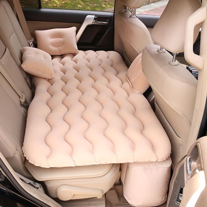 Car Air Mattress for Ford Maverick 2022 2023 2024, Inflatable Car Bed for Back Seat Sleeping, Soft Car Inflatable Bed Back Seat Mattress Airbed,A Beige