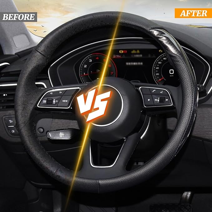 KAFEEK Carbon Fiber Steering Wheel Cover, Universal 15 inch, Anti-Slip, Odorless,Black
