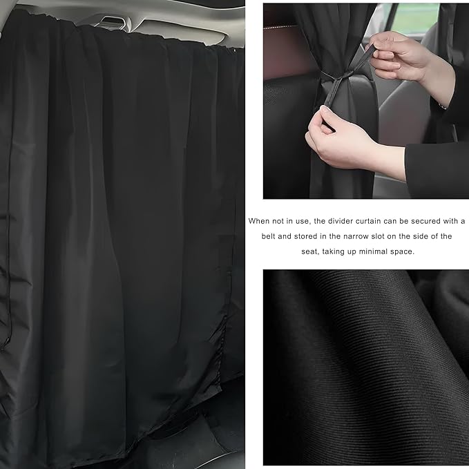 1PCS Car Privacy Curtain, Removable Auto Rear Seat & Side Window Sunshade Divider Curtain with Storage Bag, Backseat Partition Curtains Window Covers for Camping Nap Sleeping