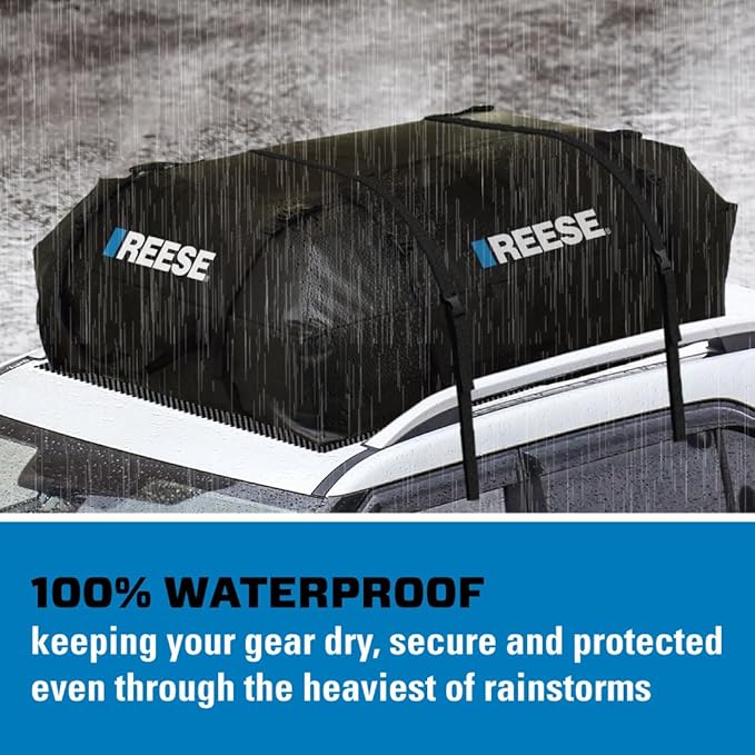Reese 59006 Waterproof Rooftop Cargo Carrier Bag for Cars, SUVs or Trucks with/Without Roof Racks, 15 Cubic Feet, Heavy Duty 840D Abrasion-Resistant PVC Fabric with Anti-Slip Mat
