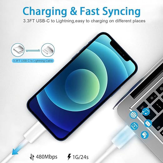 iPhone Fast Charger,Fast Charger iPhone 2Pack 20W PD USB C Wall Charger Type C Power Adapter Lightning Cable Cord Fast Charging Plug Apple Chargers for iPhone 14 Pro/13/12 Pro Max/XS/XR/X/8/SE/iPad