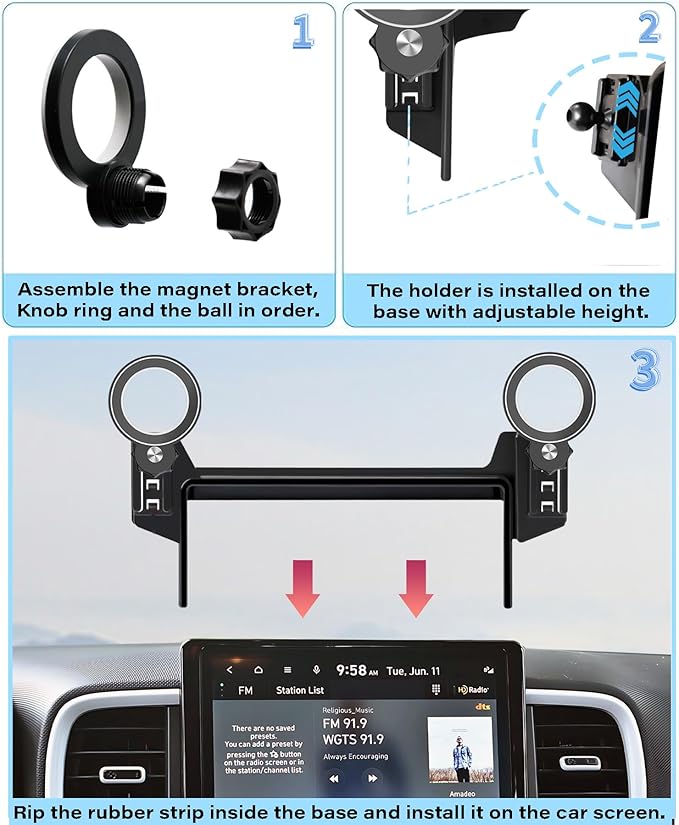 Car Phone Holder for Hyundai Venue 2020-2025 Accessories Apply to 8 Inch Touch Screen Fixed Clip Magnetic Cell Phone Mount Hands-Free 360 Degree Rotation