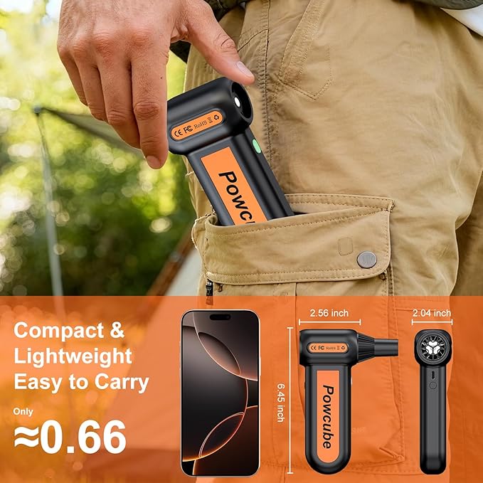 2-in-1 Compressed Air Duster 180000RPM Powerful Motor, Cordless Mini Vacuum Cleaner, 10,000mAh Battery, Portable Electric Air Duster, Dust Blower for Computer, Keyboard, Outdoor, House, Car and Office