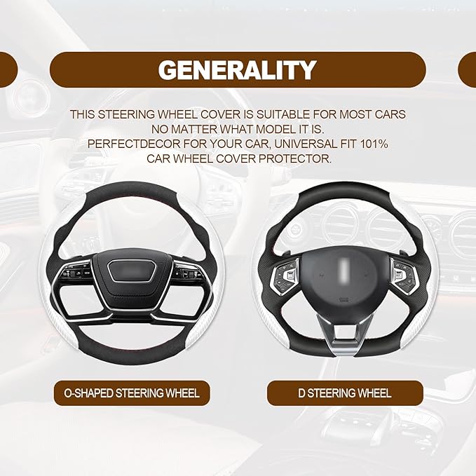 Car Interior Accessories Butterfly Steering Wheel Cover Car Carbon Fiber Anti-Skid Steering Wheel Cover (White)