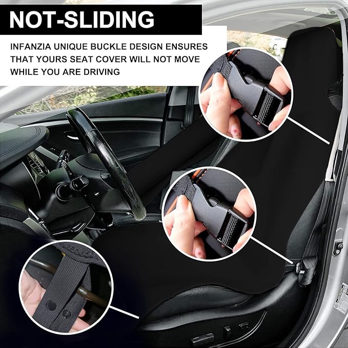 INFANZIA Premium Waterproof Seat Cover Towel Protector Neoprene Universal Fit, Upgraded 100% Washable & Removable Non-Slip Sweat Carseat Towel Covers, Perfect for Gym/Yoga/Workout（Black,1PCS