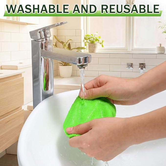 FoldTier 8 Pcs Car Windshield Cleaner Kits with Extendable Handle, 5 Microfiber Towel Pads, 1 Brush, 1 Empty Spray Bottle for Auto Glass Wiper Suvs Rvs & Home Windows (Green)