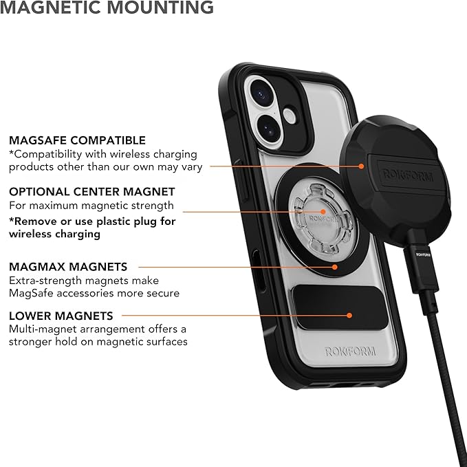 Rokform Crystal Case Compatible with iPhone 17, Magnetic Cover (Clear)