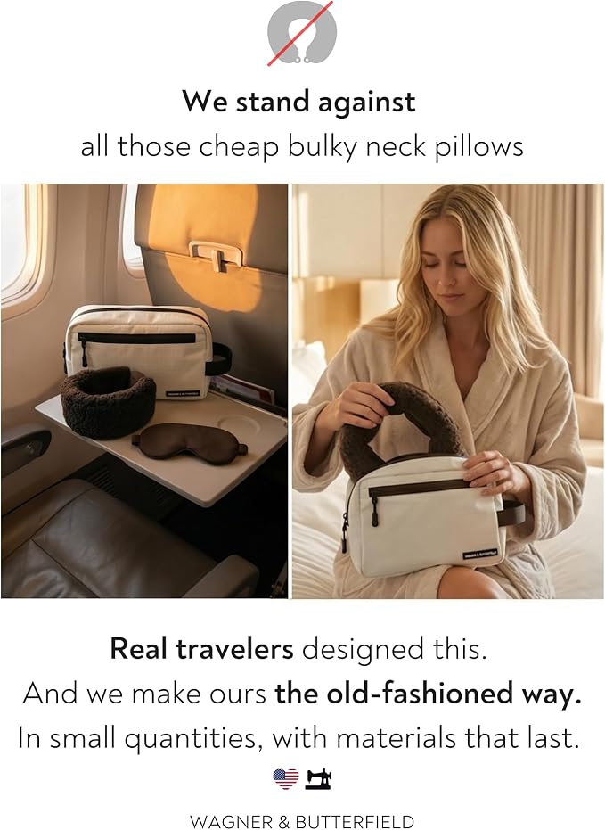 Slim Travel Neck Pillow for Long Flights, 360° Memory Foam Support Travel Neck Pillow with Premium Airplane Comfort Essentials 5pc Set, Best for Sleeping on Airplanes, Cars, Trains | Compact Bag