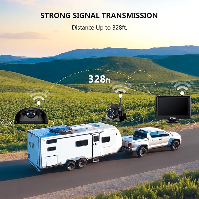 Wireless RV Backup Camera System for Furrion Pre-Wired RVs Truck Trailer, FHD 1080P 5" IPS Monitor with 1 Rear & 2 Side View Cameras, Loop Recording Night Vision IP69 Waterproof Plug & Play F5-3