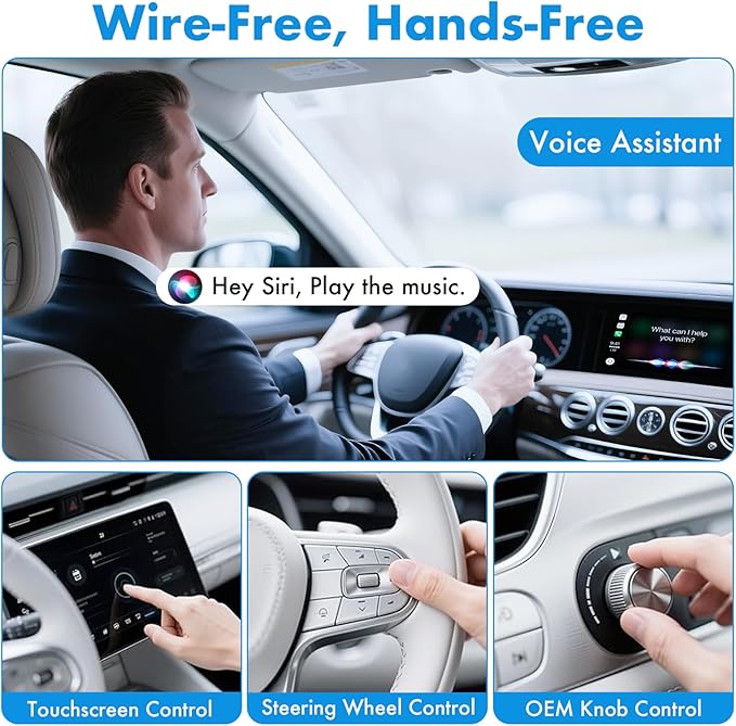 Travel Depot Wireless CarPlay Adapter for iPhone, Converts Wired to Wireless Adapter CarPlay, Plug & Play for Apple Car Play, Fast Auto Connect Bluetooth Dongle Car Streaming Device, Fits 800+ Models