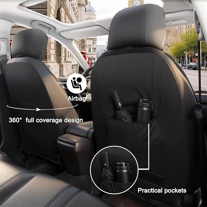 GIANT PANDA Front Seat Covers for Subaru Outback Forester Crosstrek Legacy Impreza, Faux Leather Bucket Seat Cover Fit Subaru Seat Protectors (Black) 2-Pack