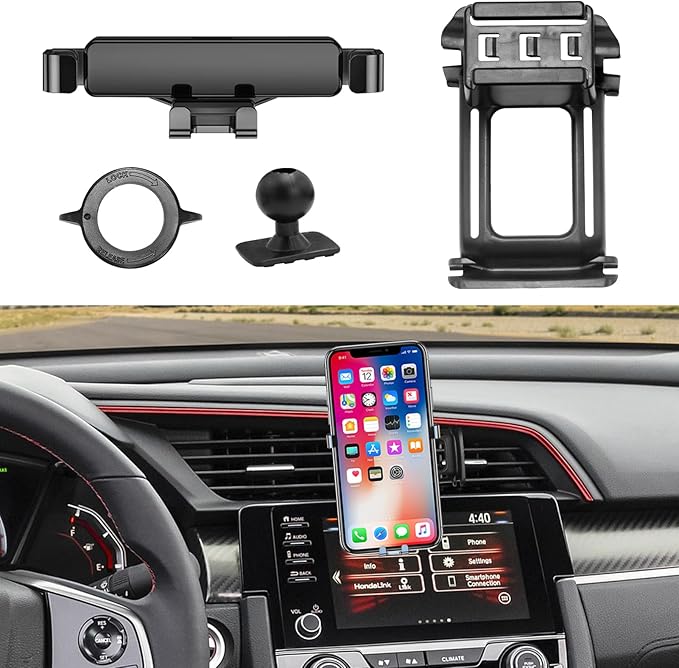 Compatible with Honda Civic Phone Holder 2016-2021,Mount Hazard Light Slot,for 10th Gen Civic Air Vent Phone Mount Anti-Shake,Civic Cell Phone Holder Mount-360 Degree Rotation Civic Phone Mount