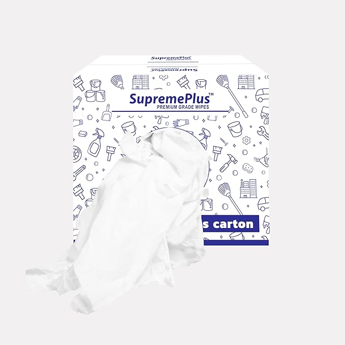 Premium New White Cotton Knit T-Shirt Rags (600 lbs. Pallet 120x5 lbs. Box of Rags) - Lint-Free, Soft & Absorbent Bulk Cleaning Cloths for Auto, Paint, Garage, Staining & Polishing