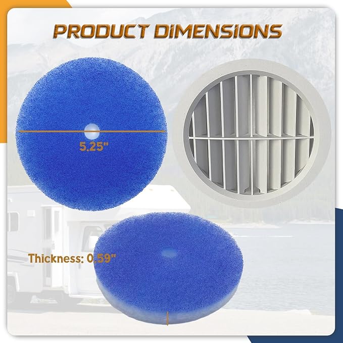 20 Pack RV Air Conditioner Filter 5.25” Round RV AC Filters Replacement with Central Hole MERV 8 Rated RV Air Vent Filters