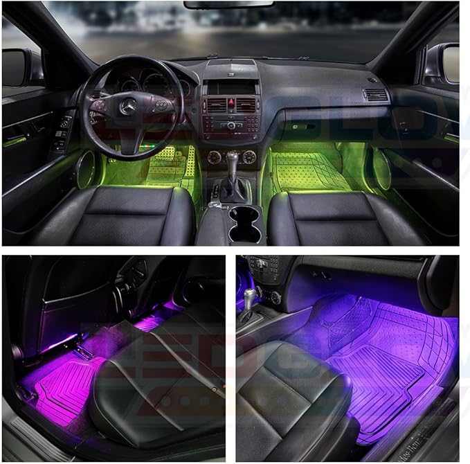 LEDGlow 8pc Flexible Million Color Multi-Color LED Interior Footwell Underdash Neon Lighting Kit for Cars & Trucks - 15 Solid Colors - 10 Unique Patterns - Music Mode - Includes Control Box & Remote