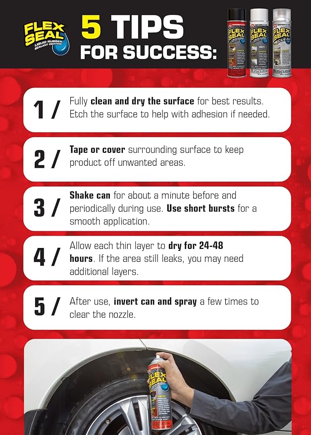 Flex Seal, 14 oz, Red, Stop Leaks Instantly, Waterproof Rubber Spray On Sealant Coating, Perfect for Gutters, Wood, RV, Campers, Roof Repair, Skylights, Windows, and More