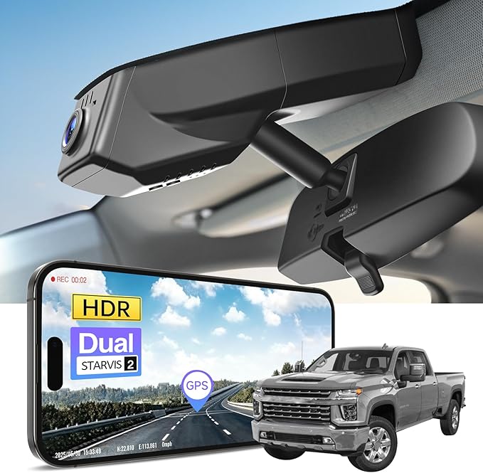 Mangoal STARVIS 2 Front 4K HDR Dash Cam IMX678, Fit for Chevy Silverado 1500 2019-2021, 1500 Limited 2022 and HD 2020-2023 (Model B), 5GHz WiFi, GPS, 64GB