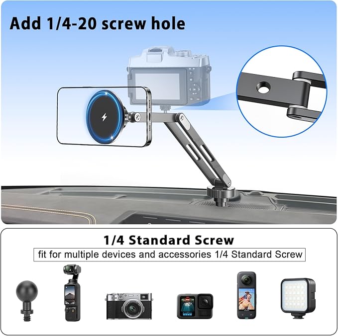 Wireless Charging Phone Mount for Ford Bronco 2021-2026 2/4 Door, Aluminum Alloy Phone Holder, Magnetic Wireless Charger for Ford Bronco, for Ford Bronco Accessories with C-C Cable