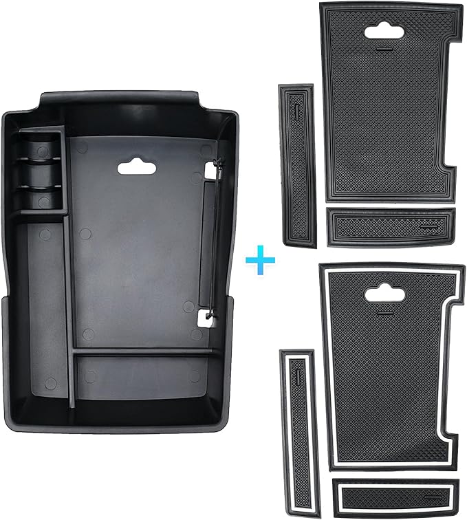 Autorder Center Console Organizer for 2021 2022 2023 Hyundai Santa Fe Accessories Armrest Storage Box Secondary Insert Tray with 2 Color Mats