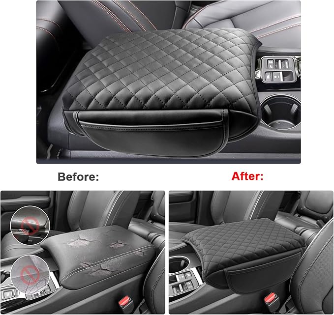 SXCY for 2025 2026 Honda Passport Armrest Cover Pad for 2024-2026 Honda Passport/Pilot Accessories 2024 2025 2026 Passport Center Console Cover w/Soft Cotton Cushion (Added-Pad w/Side Pockets)