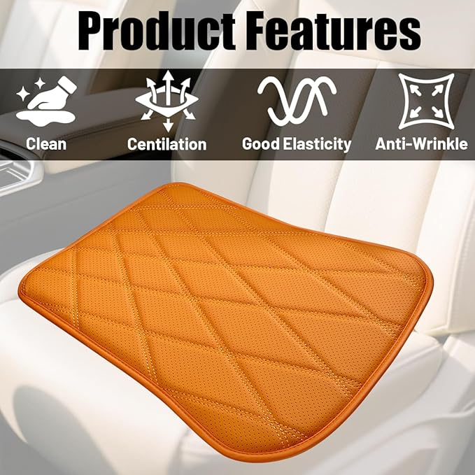 Car Seat Cushion, Comfortable Sciatica & Lower Back Pain Relief Vehicle Driver Seat Pillow, Auto Interior Chair Protector, Universal for SUV Automobile Truck (Orange)