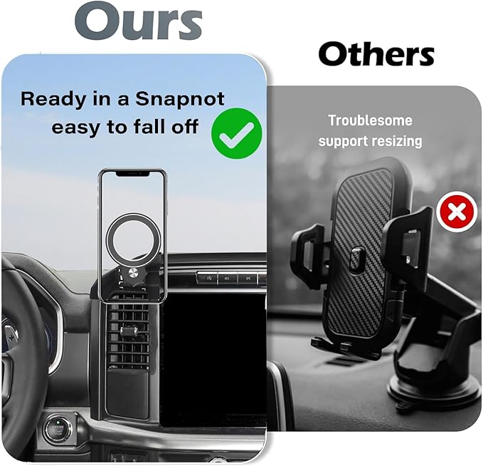 Magnetism Car Phone Holder for 2021-2024 Ford F-150 Accessories Compatible with MagSafe Hands-Free 360 Degree Rotation Adjustable Cell Phone Mount Does Not Affect Air Vent
