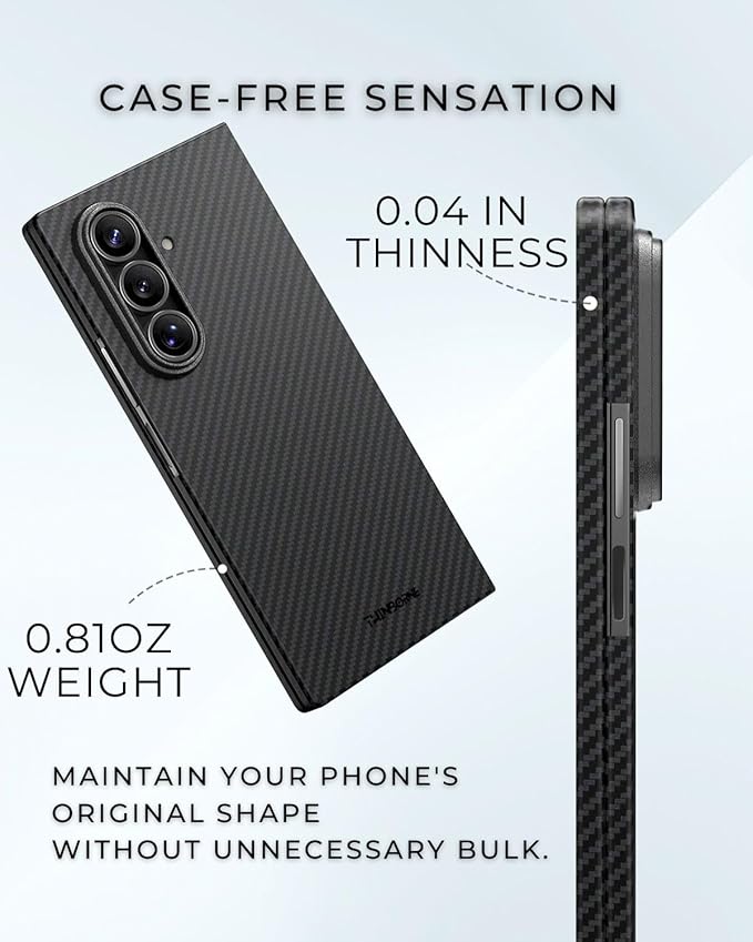 Thinborne Compatible with Samsung Galaxy Z Fold 7 Case, [600D Aramid Fiber] [Magnetic] [Ultra Thin] [Minimalist Style] [Carbon Fiber Textures]