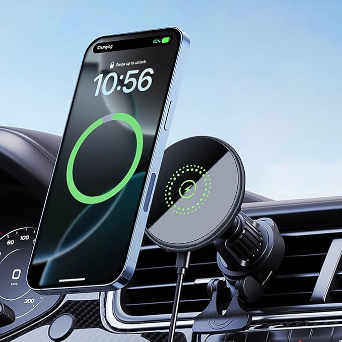 20W Fast Wireless Car Charger Magnetic Fast Wireless Charging Car Phone Holder Compatible with Magsafe for iPhone 17 16 15 14 13 12 Series, Air Vent Mount Dashboard/Windscreen Mount