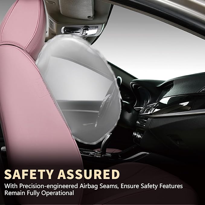 FLORICH Car Seat Cover Full Set, Automotive Vehicle Seat Cushions, Luxury Waterproof Leather Car Seat Protectors, Car Seat Cushions Universal Fit for Most Sedans SUVs Trucks - Pink