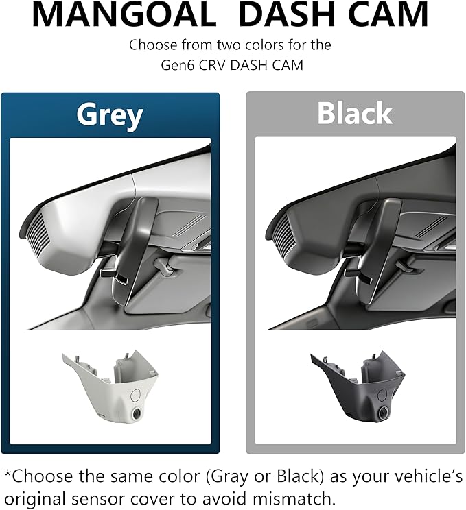 Mangoal 4K Honda CRV Dash Cam Custom fit for Gen6 CR-V & CR-V Hybrid 2023-2026(Gray)(Model B), Integrated OEM Look, UHD 2160P Video, WiFi & App, 64GB Card