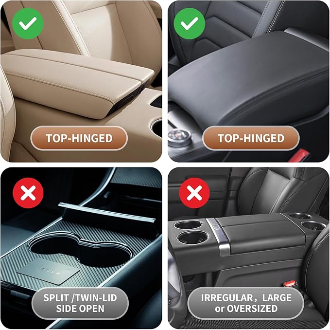 5-in-1 Center Console Cover for Car, Universal Armrest Cover Cushion, Upgrade Arm Rest Cover for Car with Cup Holder & Storage, PVC Leather Armrest Pad with Phone Slot & Tissue Holder, Black