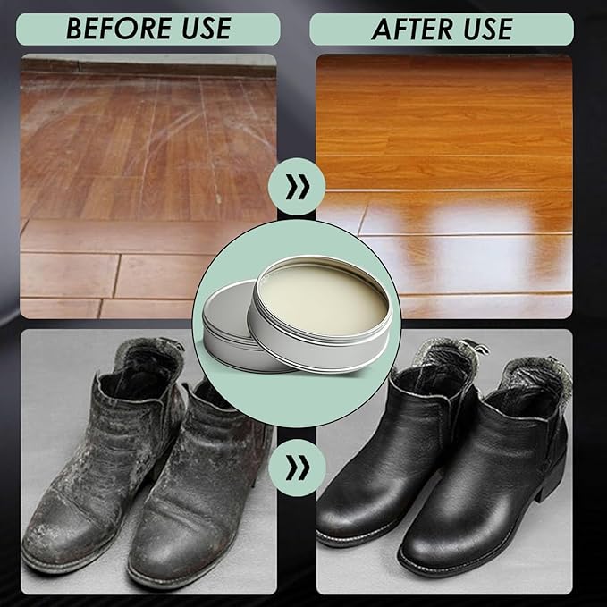 Furniture Salve for Leather & Wood with Boar Bristle Brush, All-in-One Leather Conditioner, Wood Polish & Multi-Surface Restorer for Furniture, Upholstery & Car Vinyl (2)