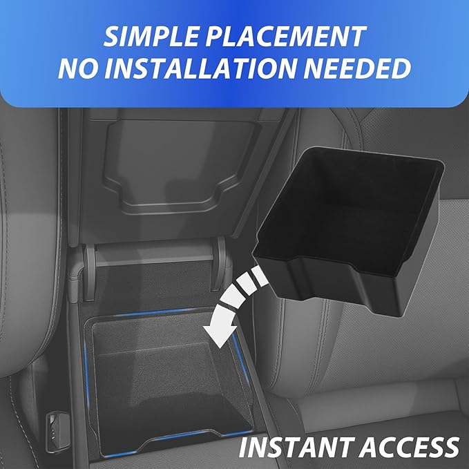 Center Console Organizer for 2026 Tesla Model Y Juniper Accessories & Model 3 Highland 2026-2024 Flocked Storage Organizer Set Center Console Box, Armrest Box and DIY Cup Mat