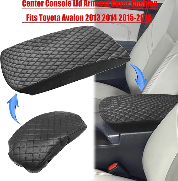 NLQR Center Console Armrest Cover Compatible with Toyota Avalon 2013-2018, Microfiber Leather Interior Accessories, Waterproof Center Console Box Cushion, Car Arm Rest Lid Protector Black