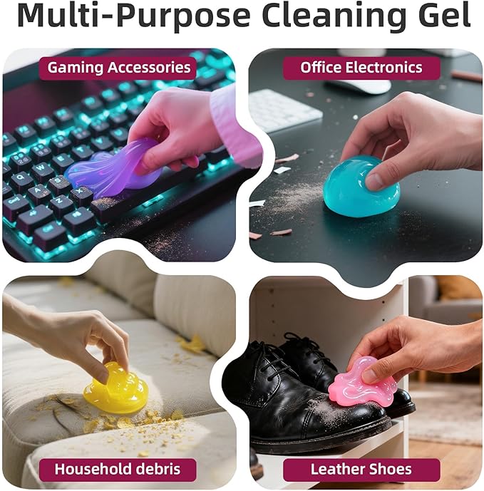 Car Cleaning Gel Reusable 5pack - Dust Cleaning Putty Keyboard Slime for Car Interior Air Vent Cleaner Gel, Auto Cleanings Gadgets Accessories,Christmas stocking stuffers for Men Women,560gg
