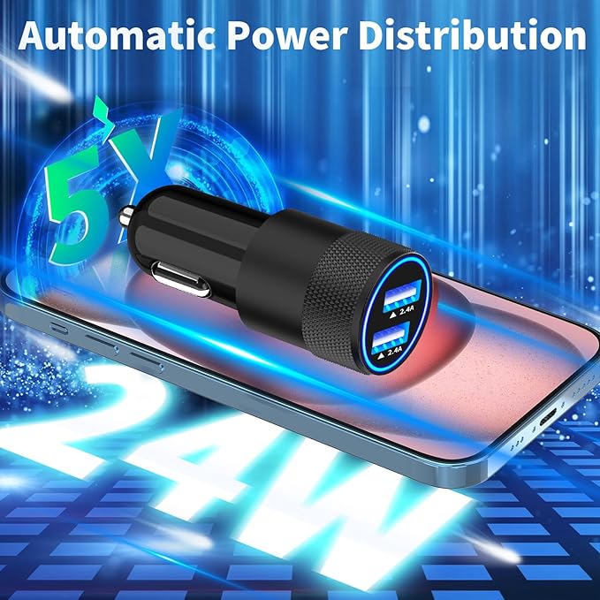 [Apple MFi Certified] iPhone 17 Car Charger Fast Charging, Braveridge 2Pack 4.8A USB Power Cigarette Lighter USB-C Car Charger + Type-C Braided Cord for iPhone 17/17 Pro Max/16/15/Galaxy/S26/S25/Pixel