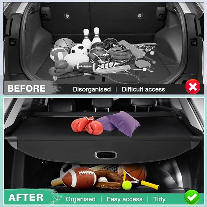 Powerty Retractable Cargo Cover for 2021-2026 Kia Sorento, Canvas Texture Trunk Cover Privacy Screen Rear Security Shade for Sorento Accessories
