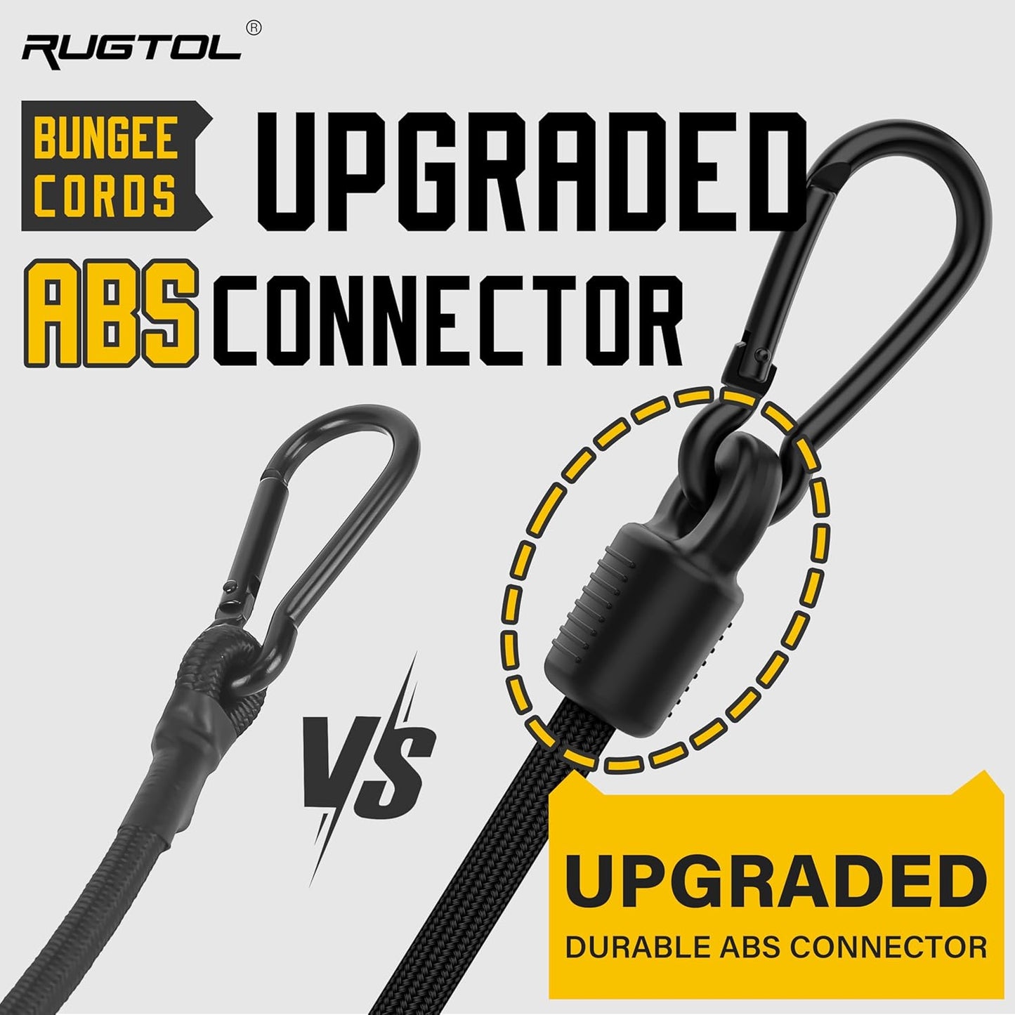Adjustable Bungee Cords with Hooks, 6 Pack Heavy Duty Outdoor Carabiner Bungee Cord, Black Super Elastic Bungee Straps Easily Adjust from 7" to 36", Great for Cargo, Camping, Bike Racks, Tents