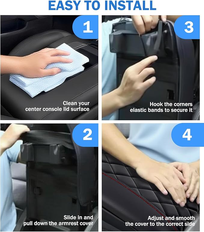 Center Console Cover for 2019-2025 2026 Dodge Ram 1500/2500/3500 Accessories, Leather Middle Armrest Console Cover Elbow Arm Rest Cushion for Car Anti-Scratch(Bucket Seat Console Only)