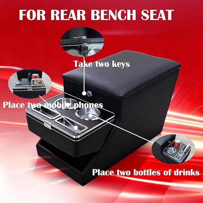 Truck Center Console Organizer Between Seat for Minivans, SUVs, Middle Van Bench Organizer for Floor Console Organizer Storage Box with Locking Design
