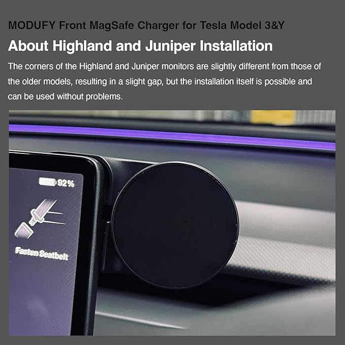 Front MagSafe Charger for Tesla Model 3 & Model Y Tesla Phone Holder Car Mount 15W Magnetic Fast Charging Wireless Left Handle