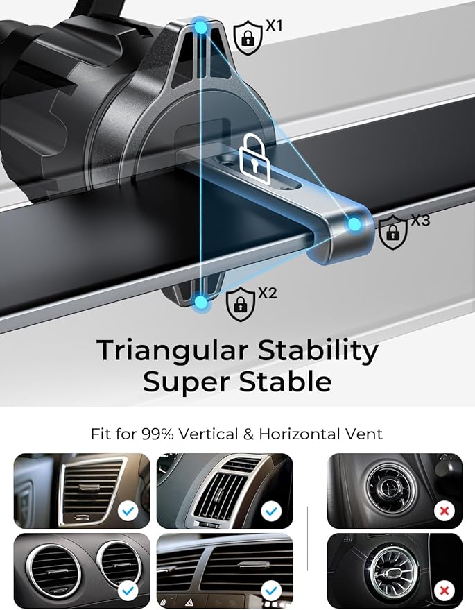 LISEN for MagSafe Car Mount [2026 Strong Magnets] Magnetic Phone Holder for Your Car [Vent&Dash] Magnet Cell Phone Holder Mount Cradle Car Accessories Kits for Men Women Red