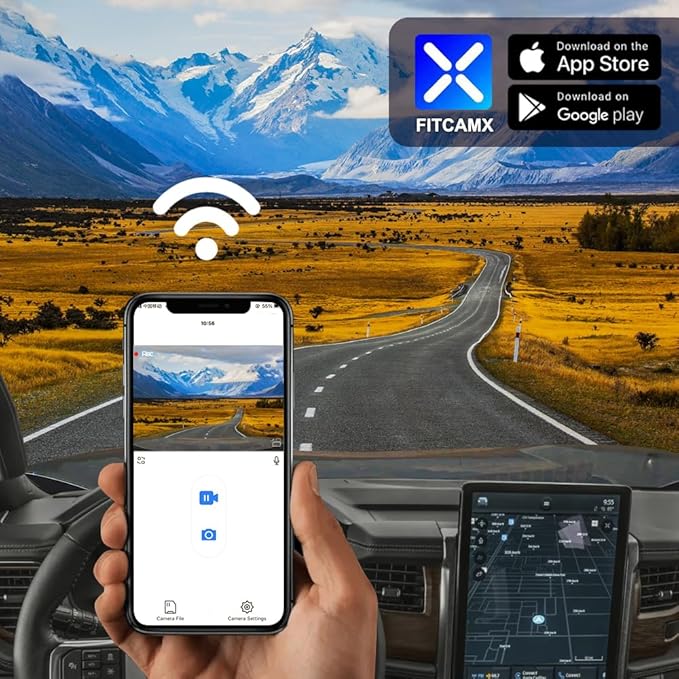 Fitcamx 4K Dash Cam Suitable for Ford Expedition 2018-2024 XL XLT Limited Platinum King Ranch MAX (HD2-6275), OEM Look, UHD 2160P Video, WiFi & APP, Loop Recording, G-Sensor, Plug & Play, 64GB Card